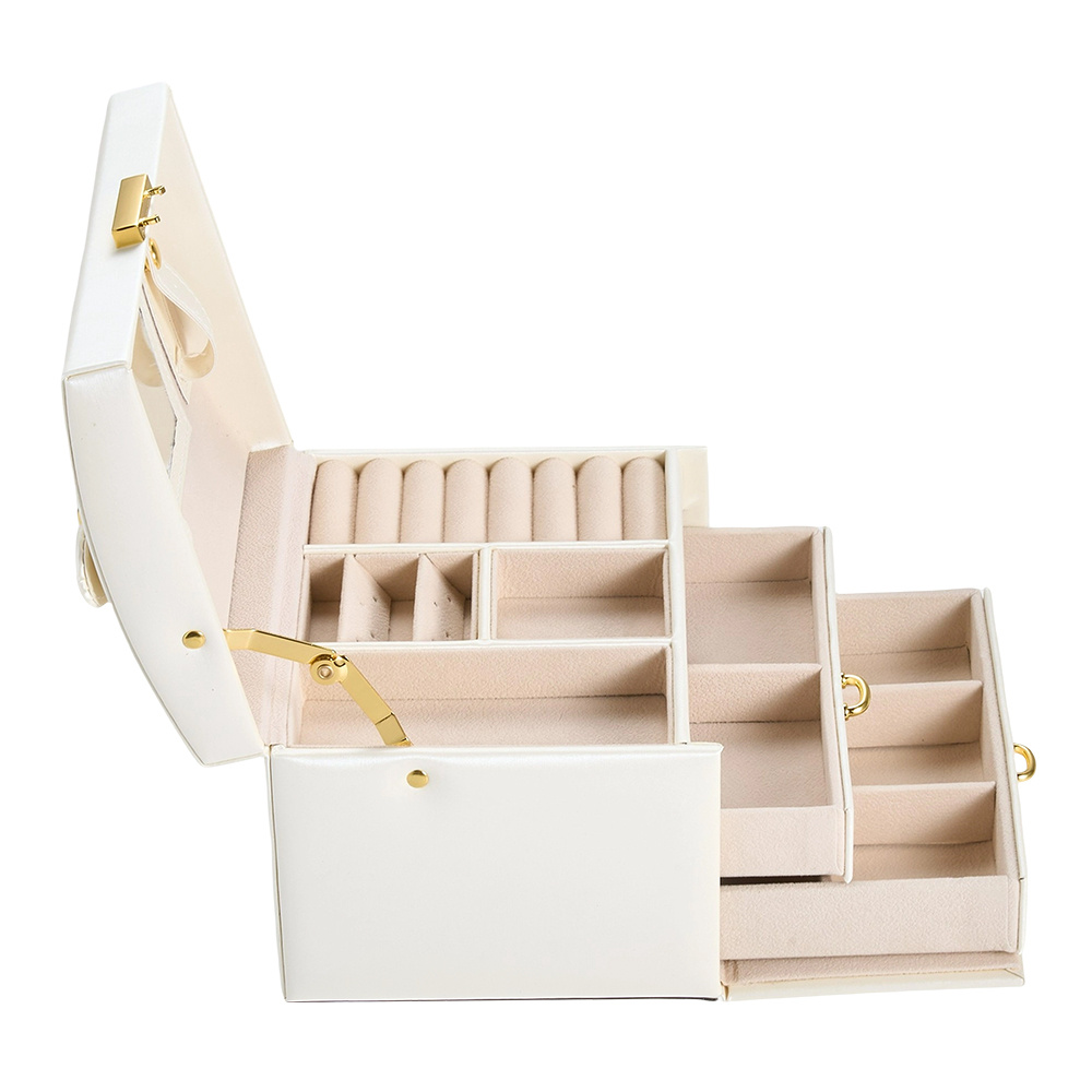 Travel Portable Jewelry Box with Drawers, Multi-Compartment Design